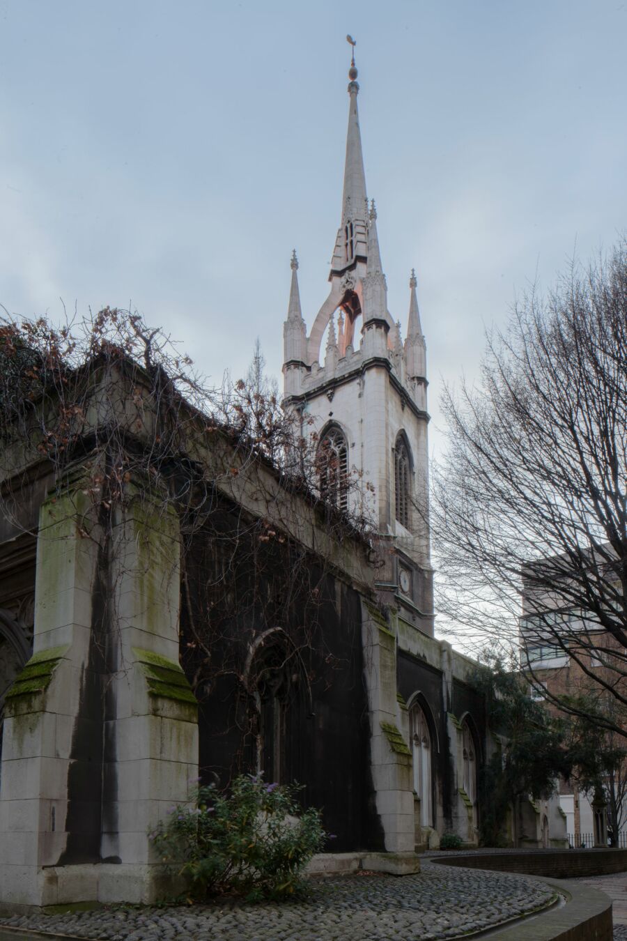 Tower and spire of  St Dunstan's church.
